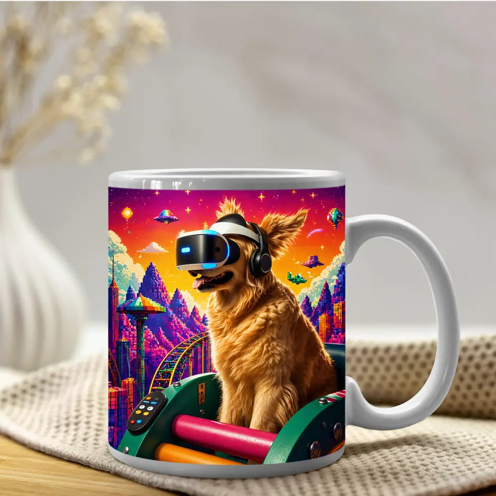 Golden Retriever VR Headset Pixel Gaming World – Mugs