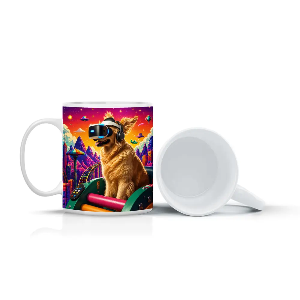 Golden Retriever VR Headset Pixel Gaming World – Mugs