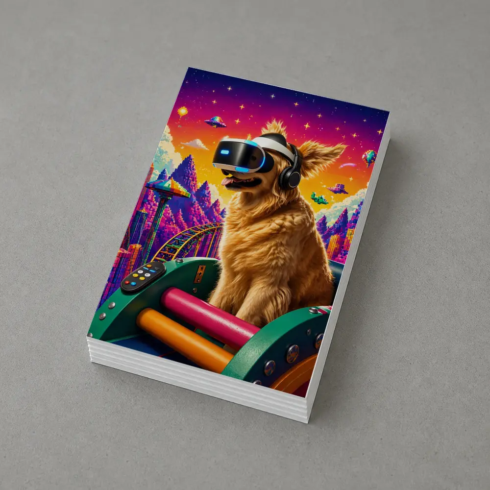 Golden Retriever VR Headset Pixel Gaming World – Postcards