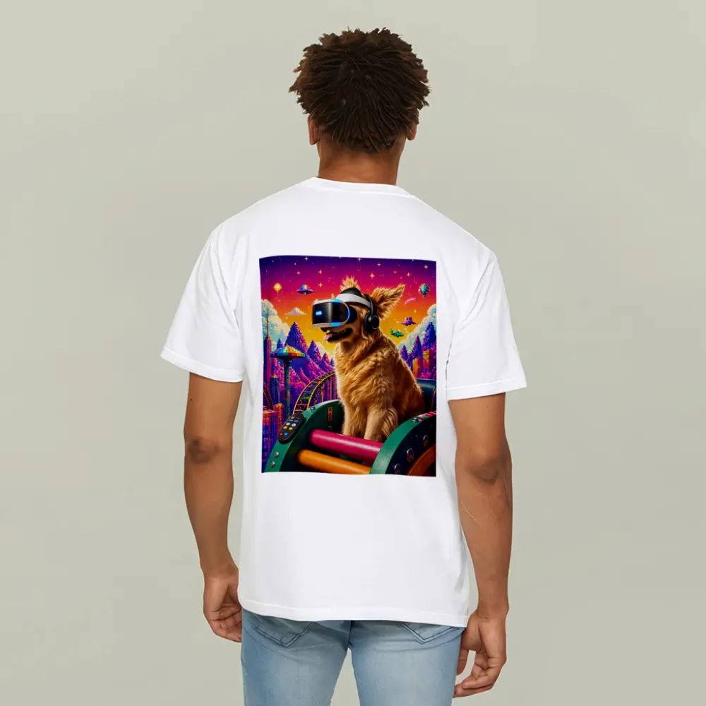 Golden Retriever VR Headset Pixel Gaming World – T-Shirts