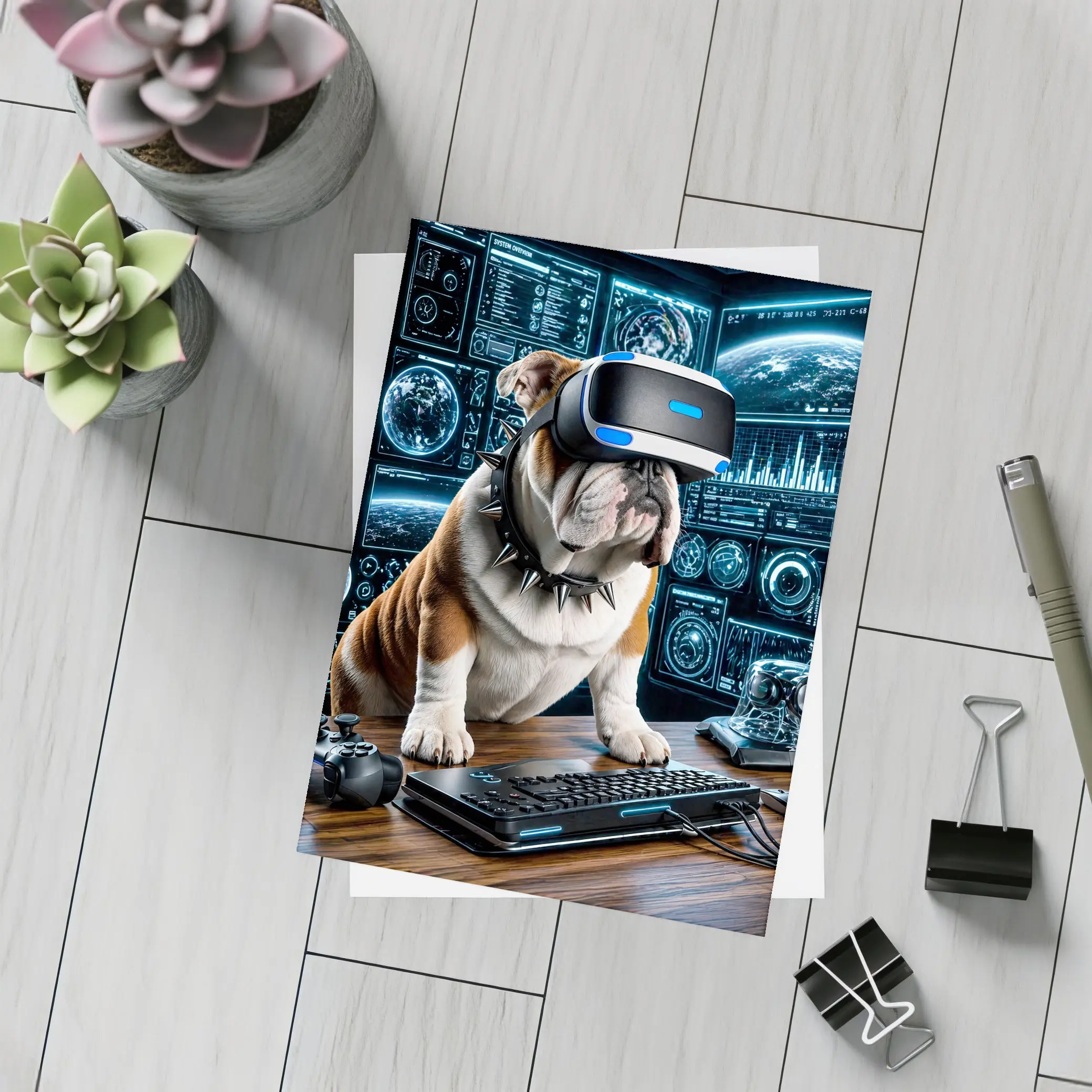 English Bulldog Gaming VR Headset Tech Setup – Postcards