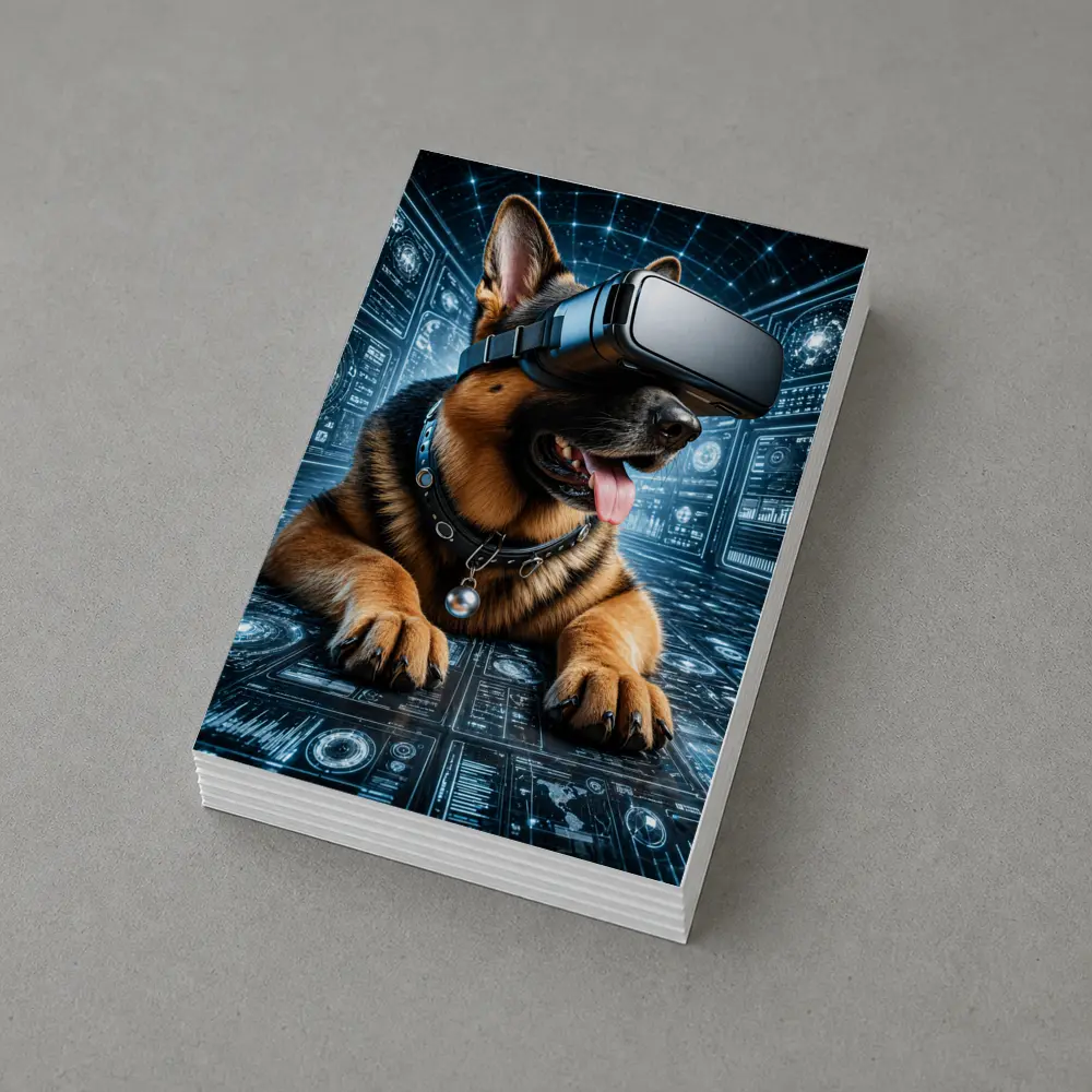 German Shepherd Wearing VR Headset Digital World – Postcards