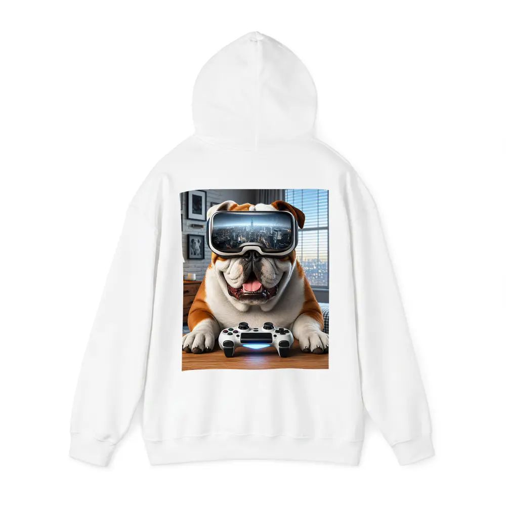 English Bulldog VR Gaming Controller Cozy Room – Hoodies