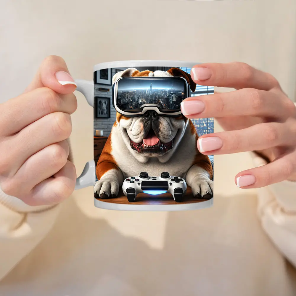 English Bulldog VR Gaming Controller Cozy Room – Mugs