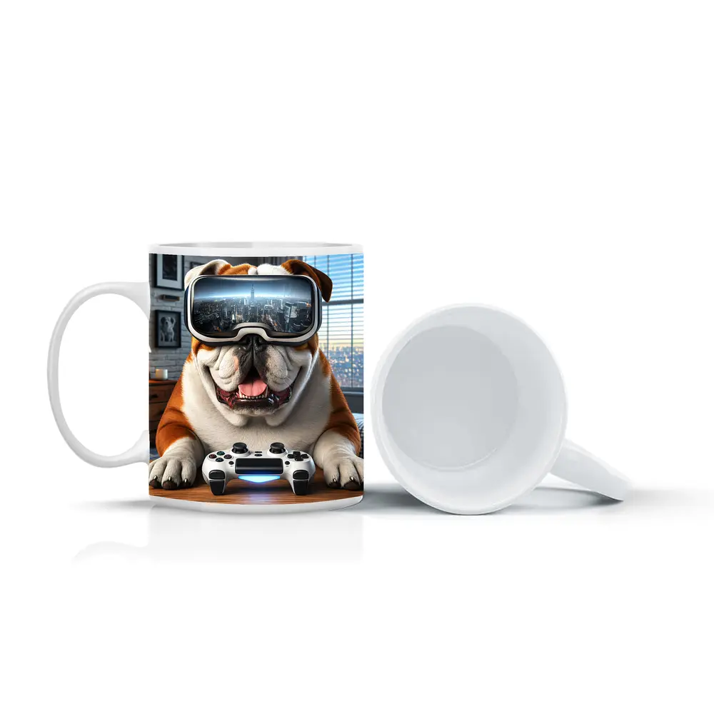 English Bulldog VR Gaming Controller Cozy Room – Mugs