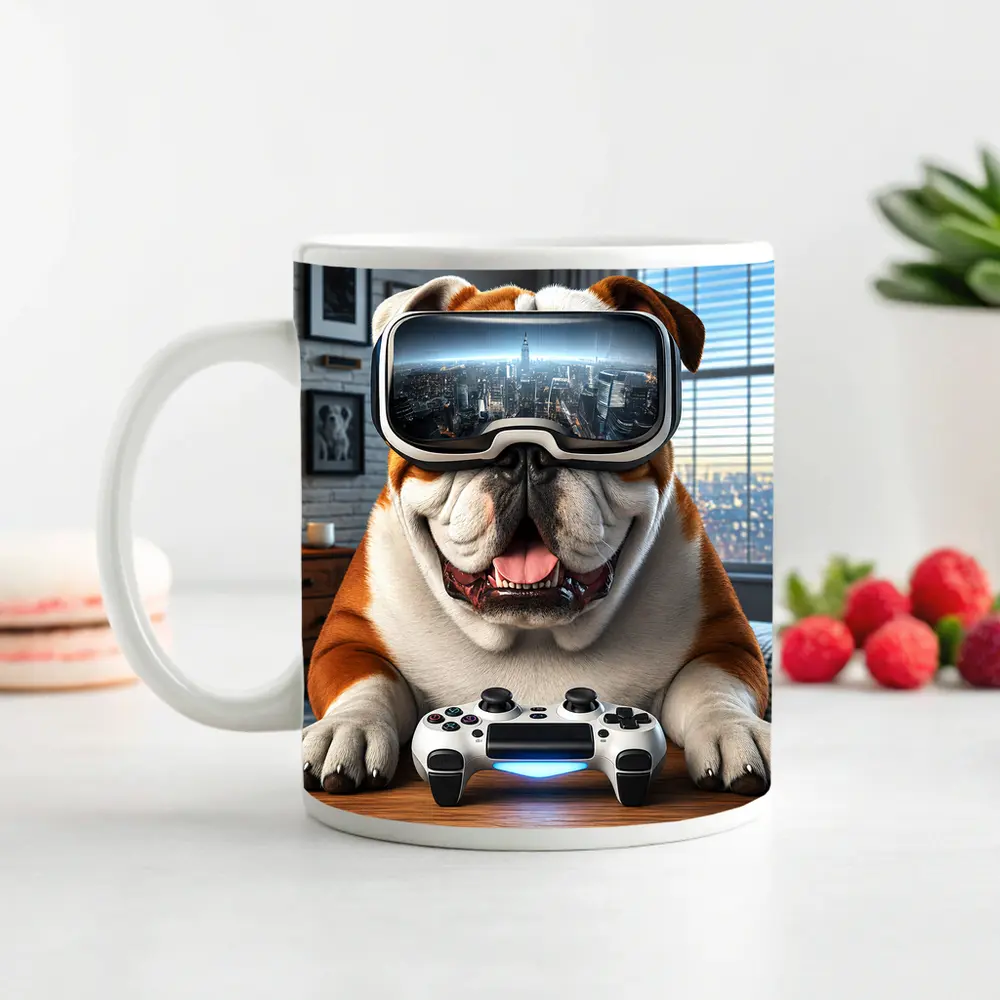English Bulldog VR Gaming Controller Cozy Room – Mugs
