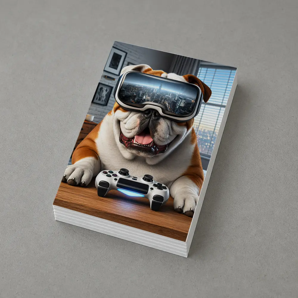 English Bulldog VR Gaming Controller Cozy Room – Postcards