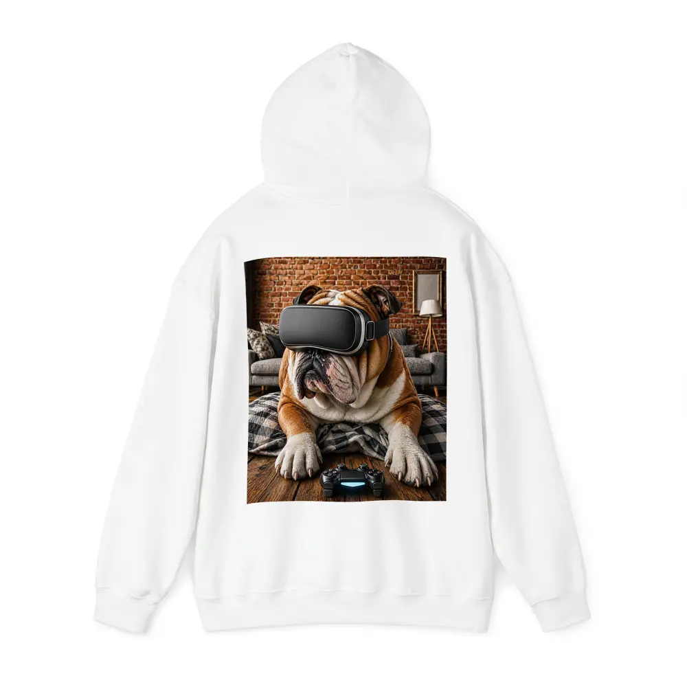 English Bulldog Gaming VR Headset Cozy Room – Hoodies