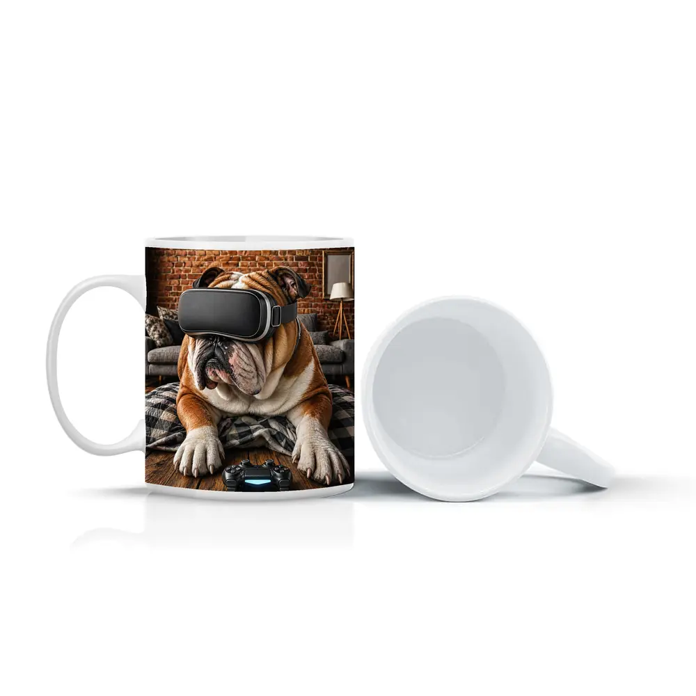 English Bulldog Gaming VR Headset Cozy Room – Mugs