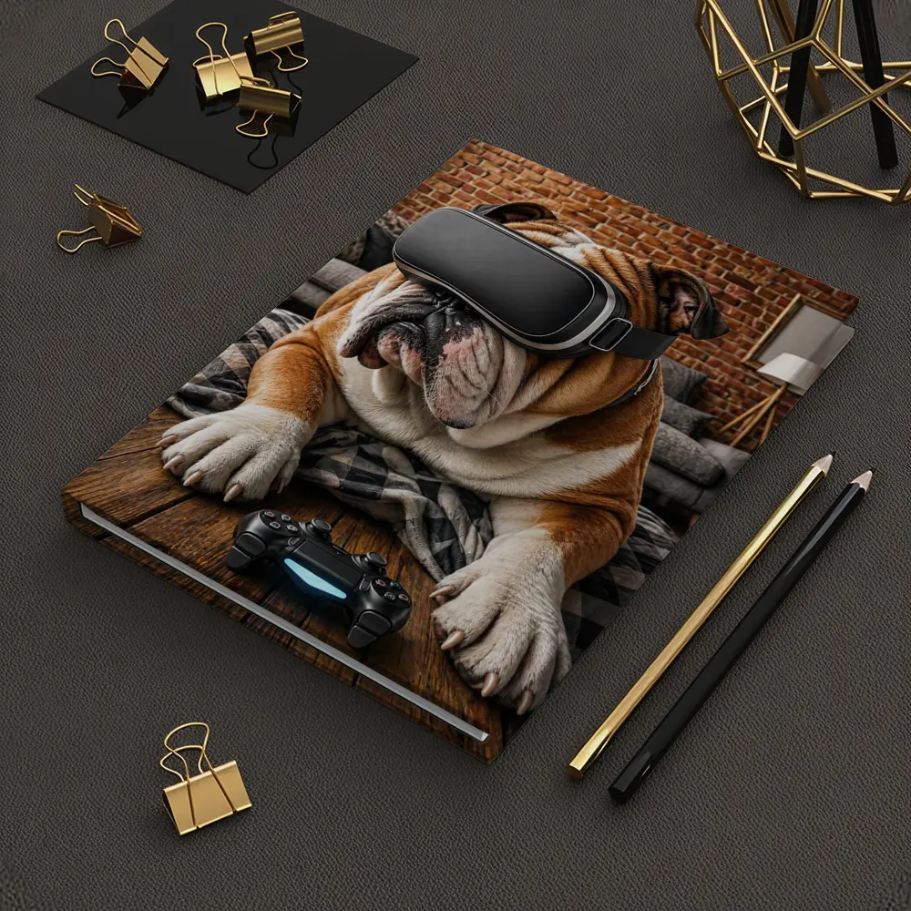 English Bulldog Gaming VR Headset Cozy Room – Notebooks