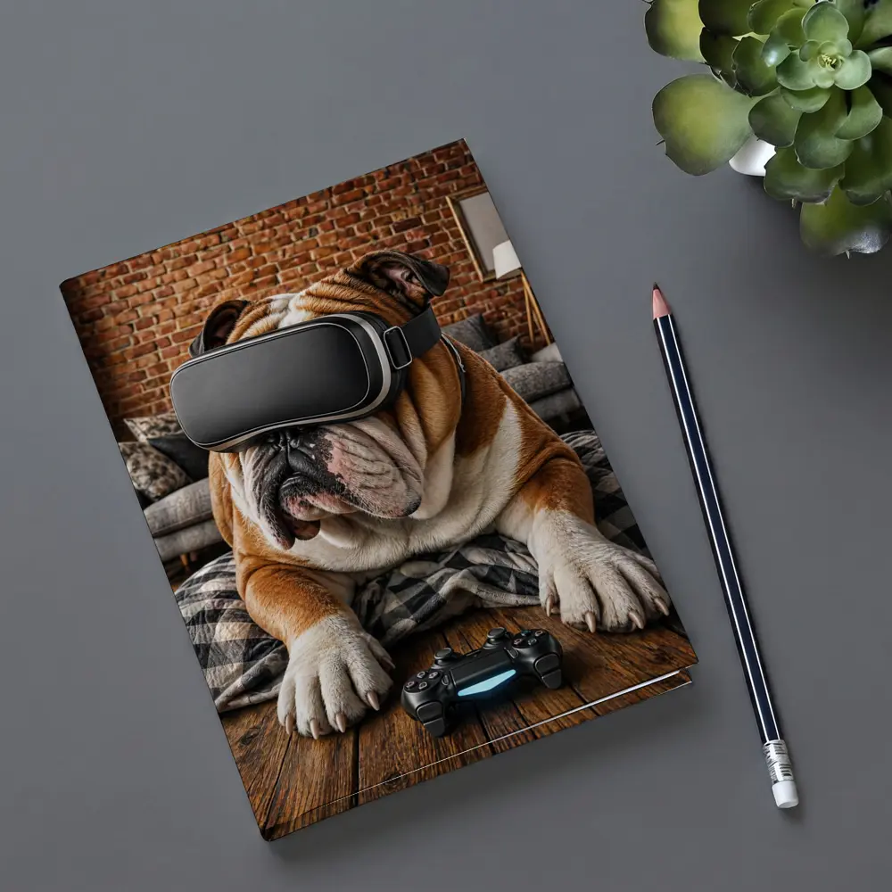 English Bulldog Gaming VR Headset Cozy Room – Notebooks