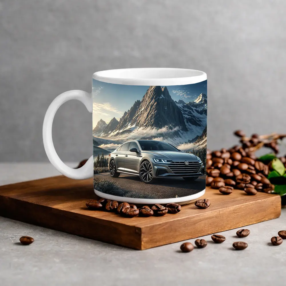 Volkswagen Arteon Silver Sedan Mountain Backdrop – Mugs