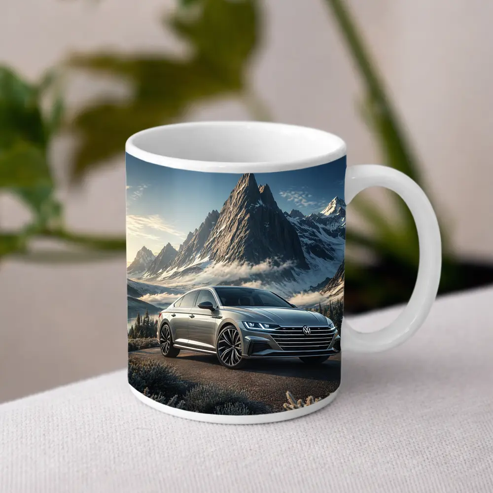 Volkswagen Arteon Silver Sedan Mountain Backdrop – Mugs
