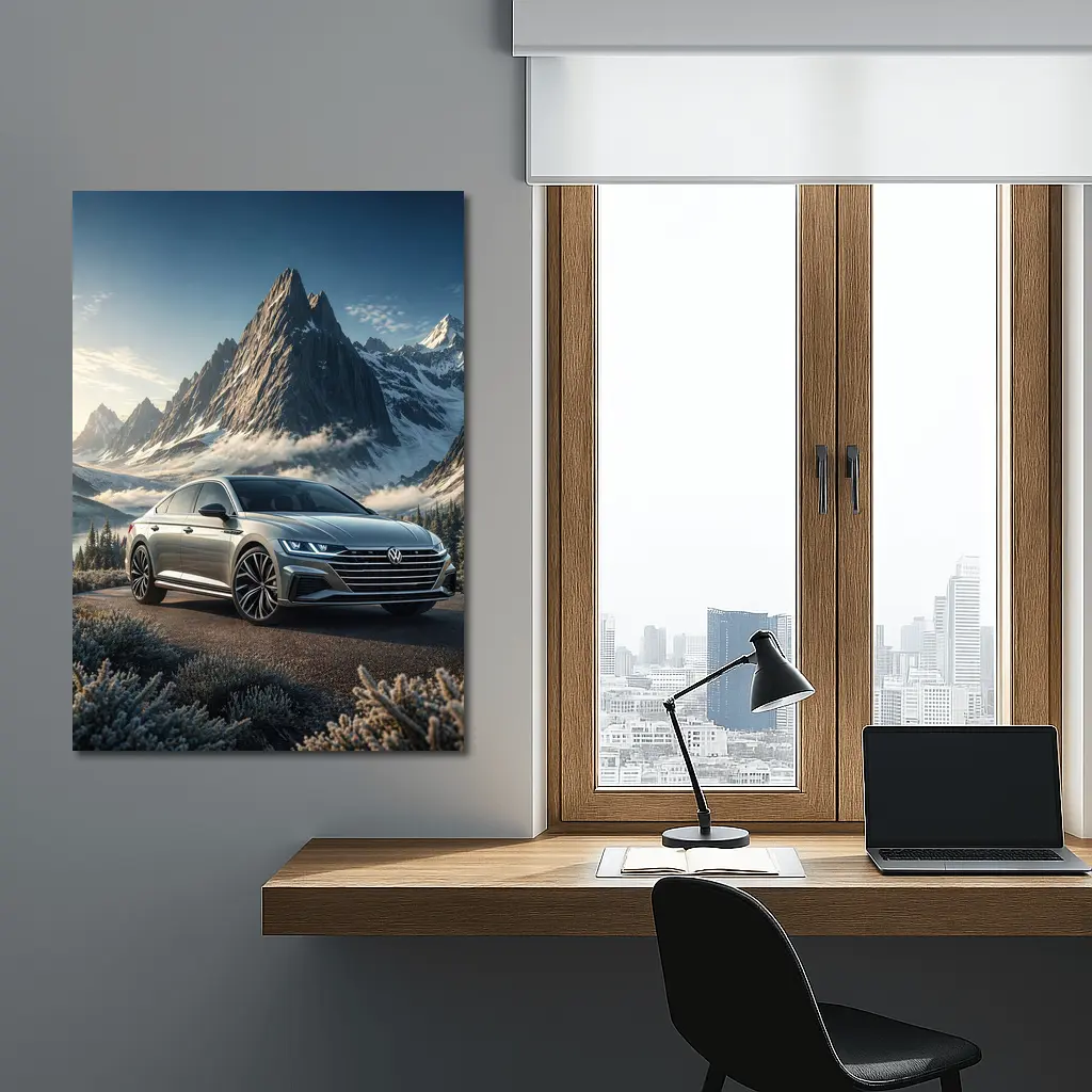 Volkswagen Arteon Silver Sedan Mountain Backdrop – Wall Art