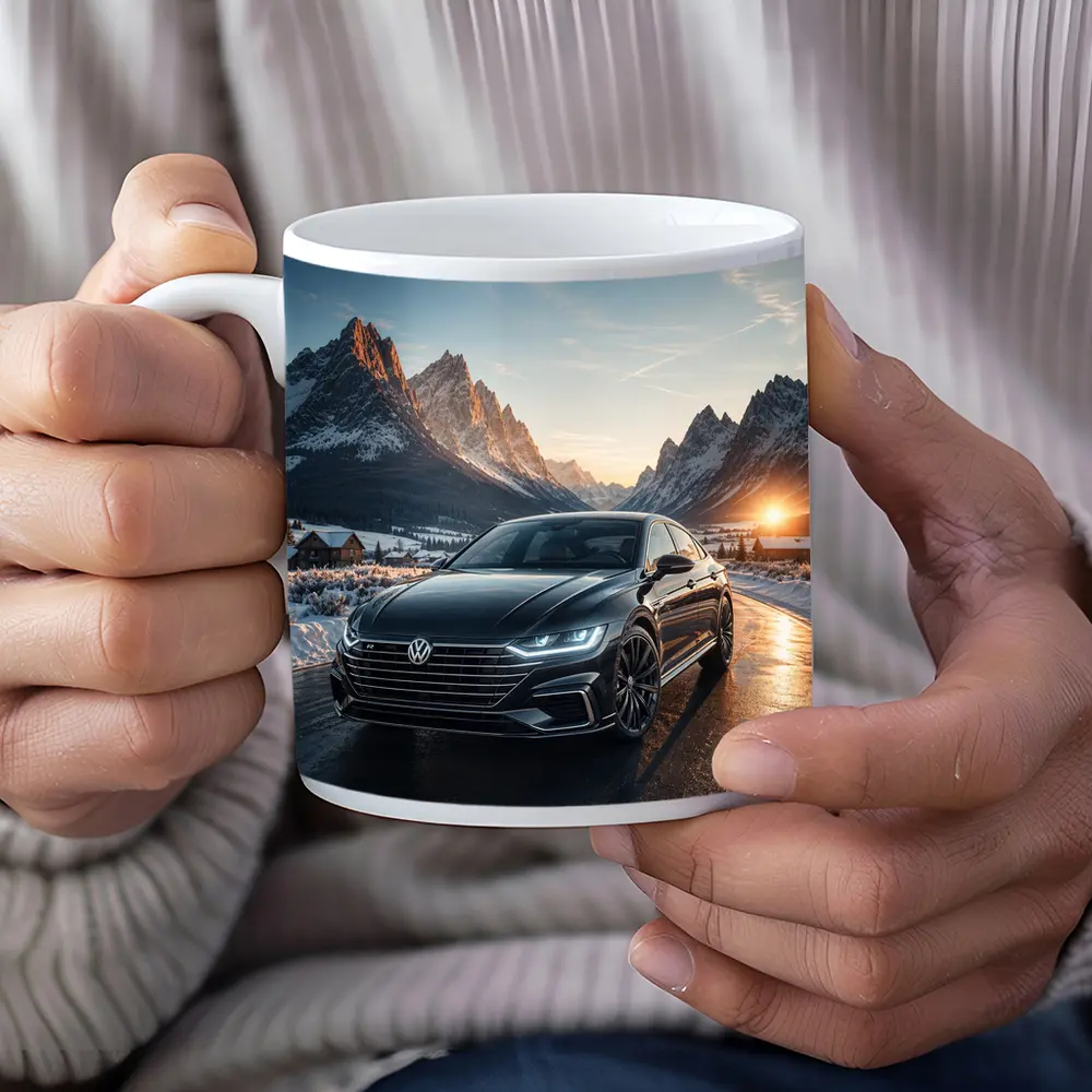 Volkswagen Arteon Winter Mountain Sunset Road – Mugs