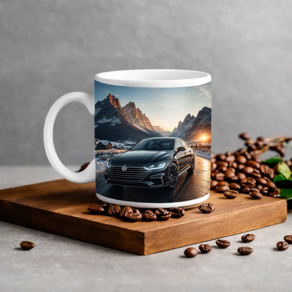 Volkswagen Arteon Winter Mountain Sunset Road – Mugs