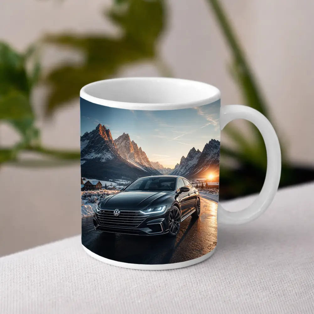 Volkswagen Arteon Winter Mountain Sunset Road – Mugs