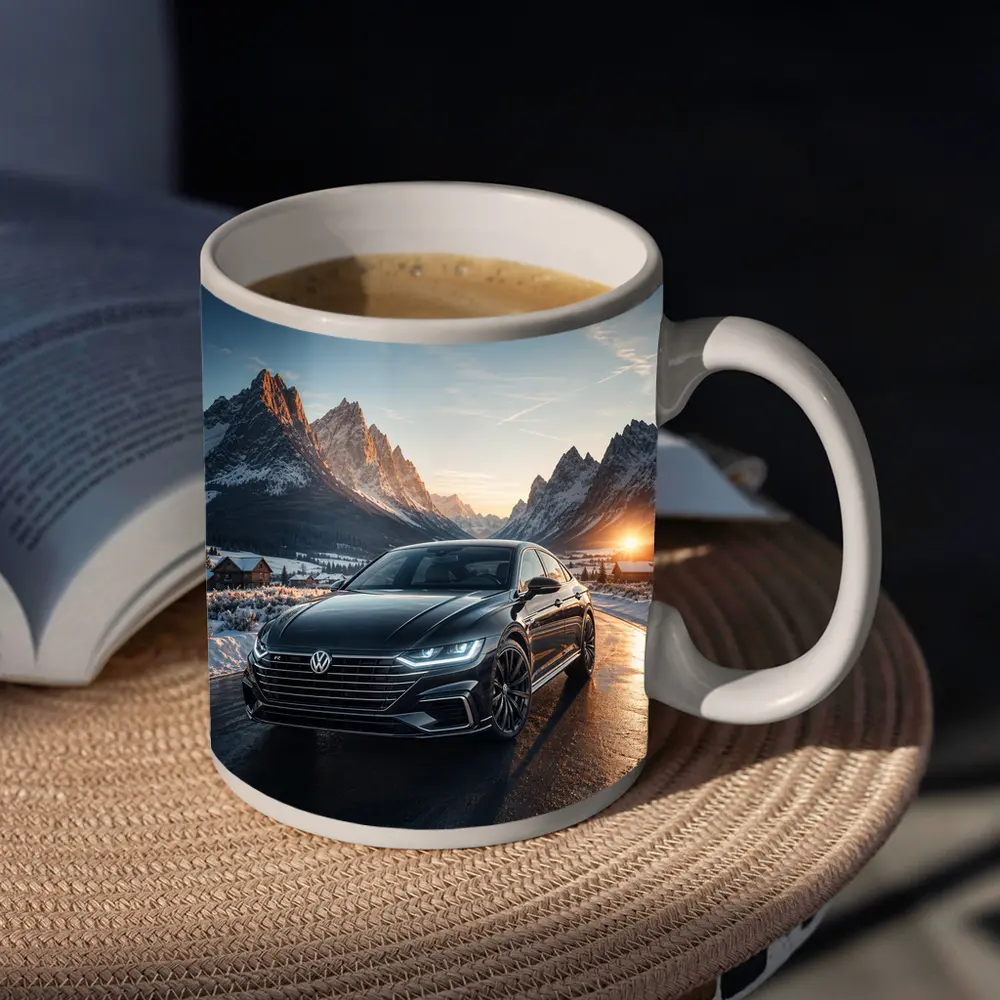 Volkswagen Arteon Winter Mountain Sunset Road – Mugs