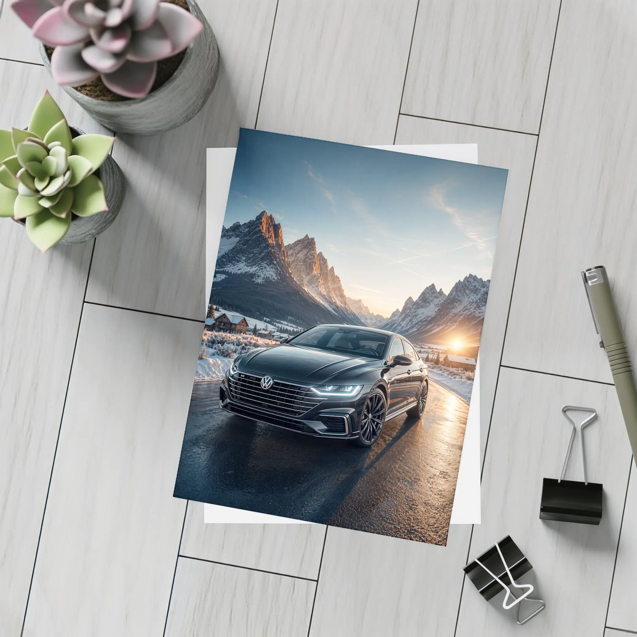 Volkswagen Arteon Winter Mountain Sunset Road – Postcards