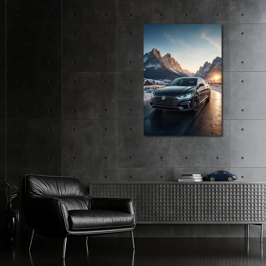 Volkswagen Arteon Winter Mountain Sunset Road – Wall Art