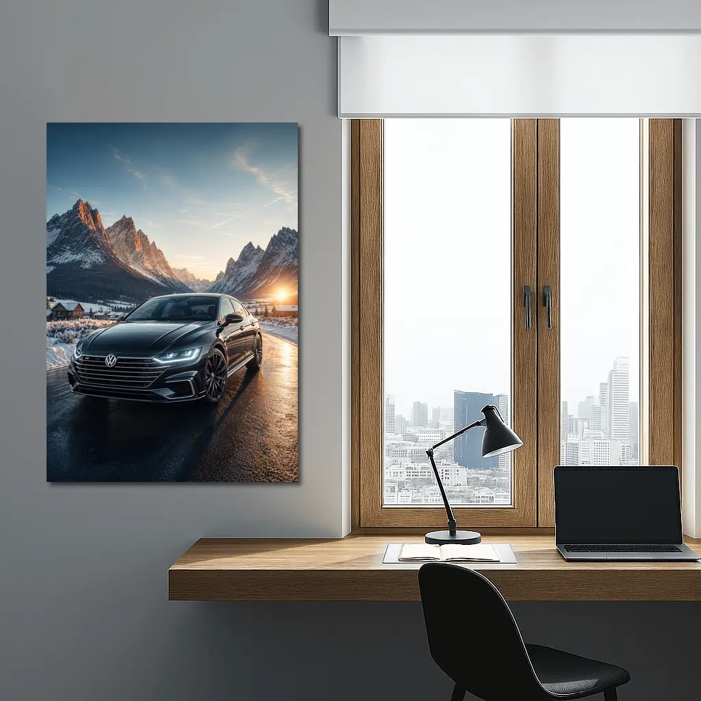 Volkswagen Arteon Winter Mountain Sunset Road – Wall Art