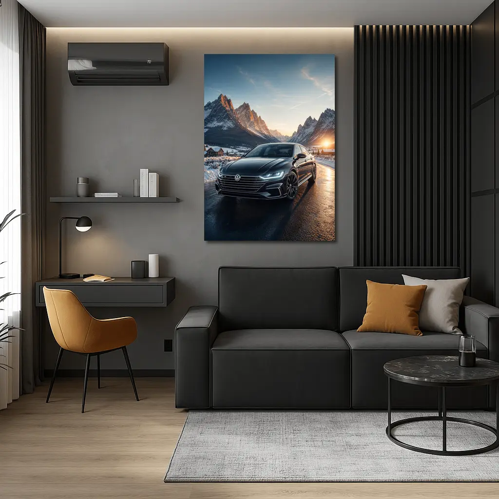 Volkswagen Arteon Winter Mountain Sunset Road – Wall Art