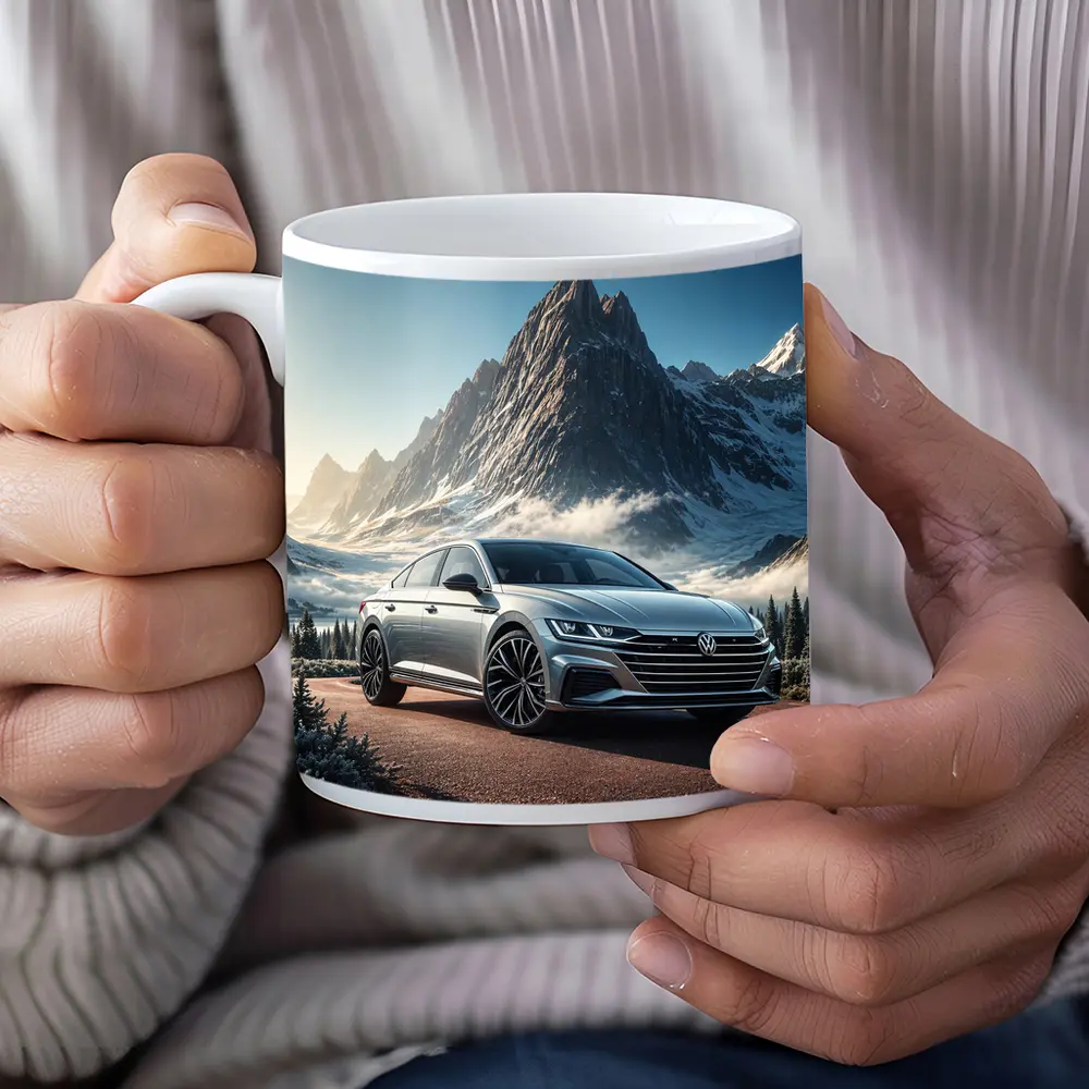 Volkswagen Arteon Silver Car Snowy Mountain – Mugs