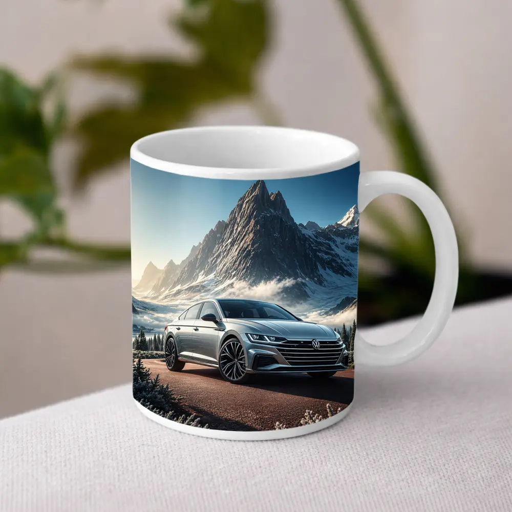 Volkswagen Arteon Silver Car Snowy Mountain – Mugs