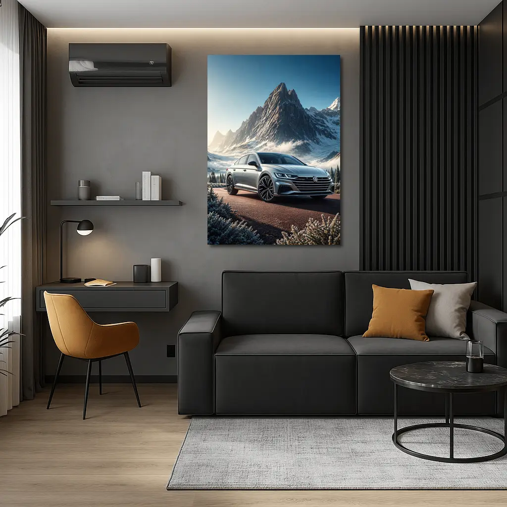 Volkswagen Arteon Silver Car Snowy Mountain – Wall Art