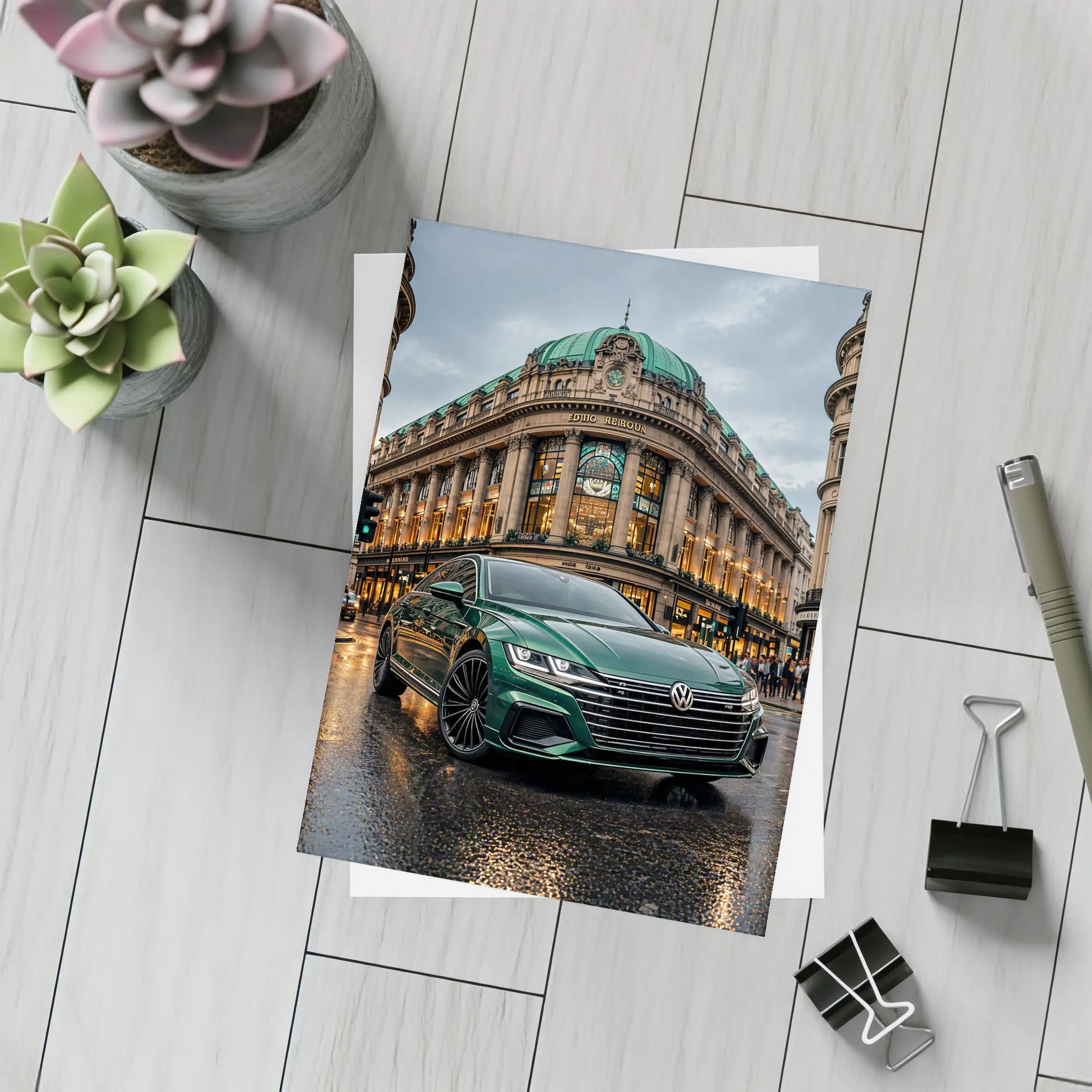 Volkswagen Arteon Green Car London Street – Postcards