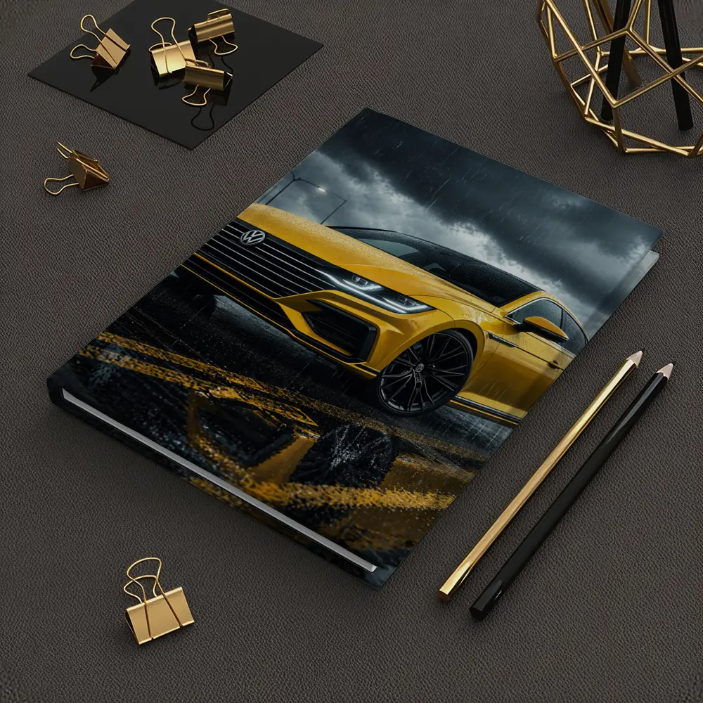 Volkswagen Arteon Yellow in Rainy Storm – Notebooks