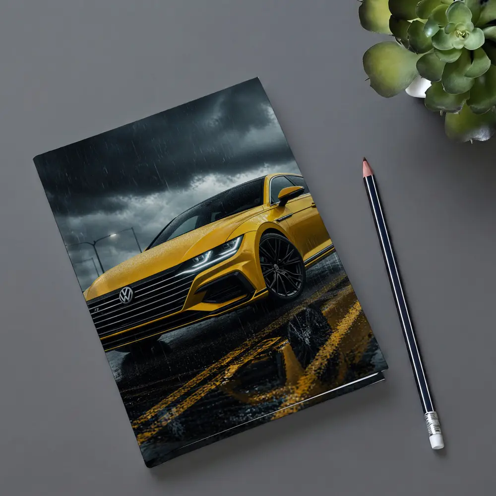 Volkswagen Arteon Yellow in Rainy Storm – Notebooks