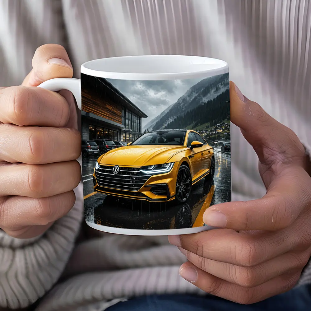 Volkswagen Arteon Yellow Wet Mountain Parking – Mugs