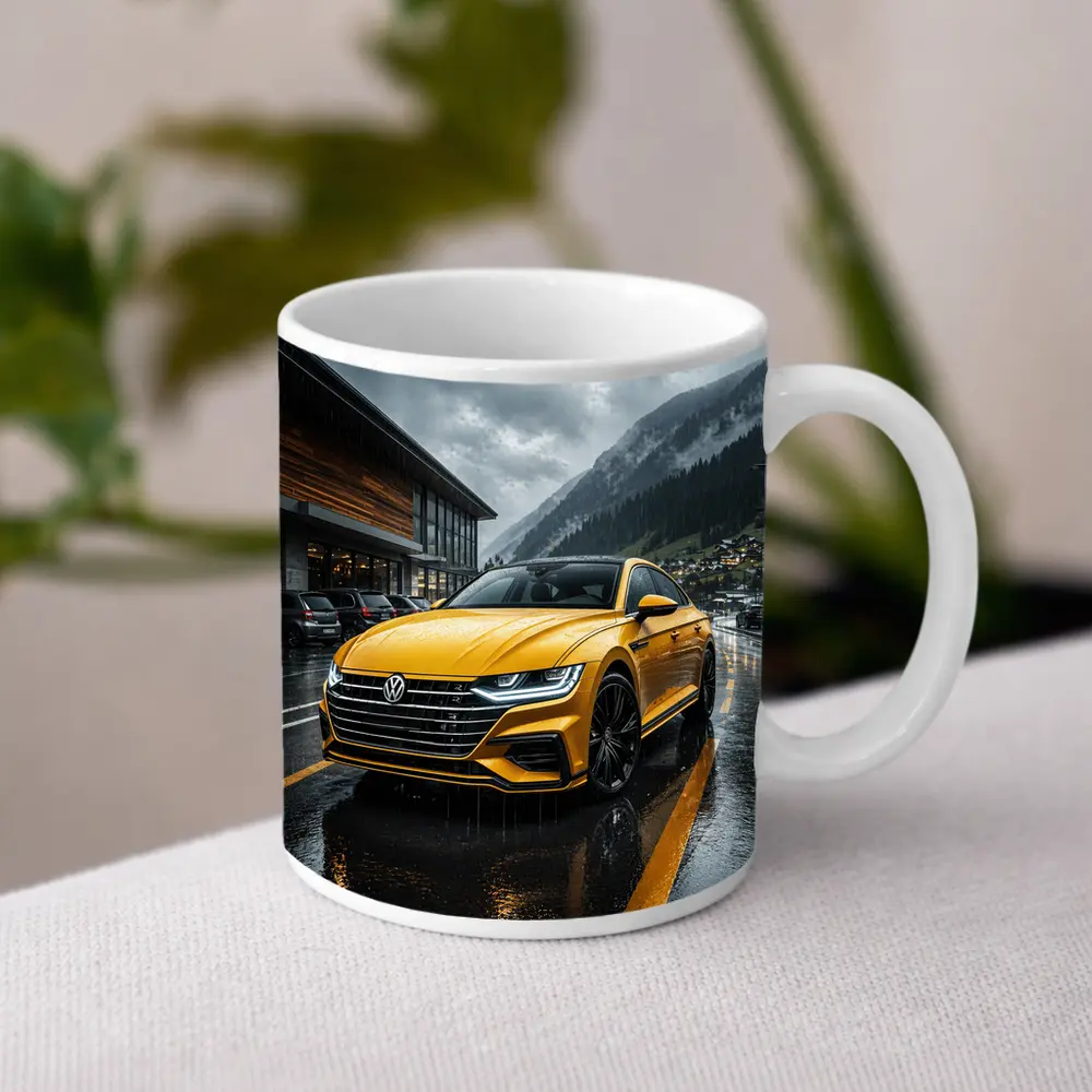 Volkswagen Arteon Yellow Wet Mountain Parking – Mugs
