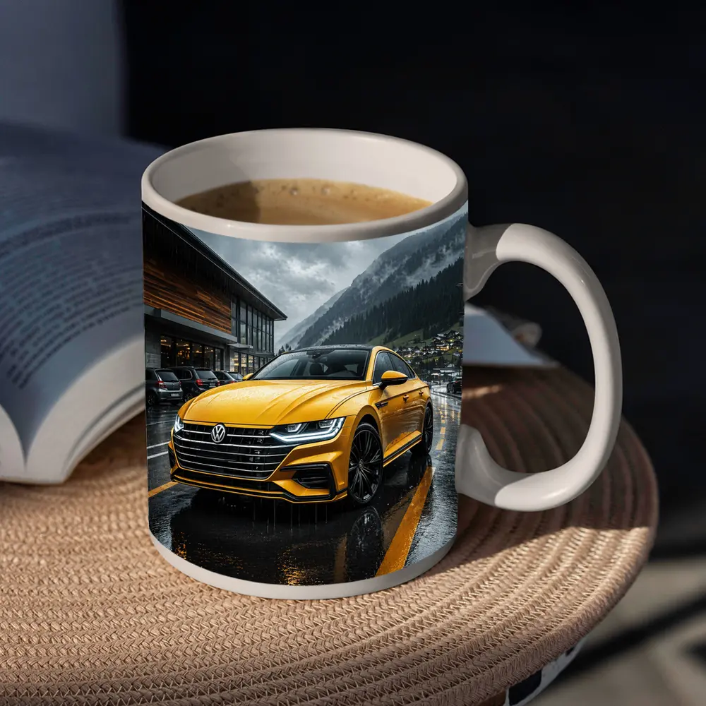 Volkswagen Arteon Yellow Wet Mountain Parking – Mugs