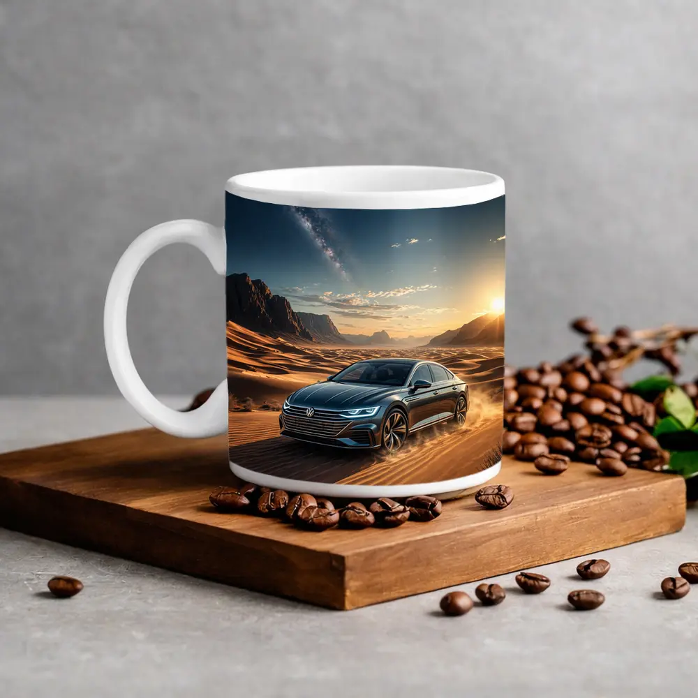 Volkswagen Arteon Driving Through Desert Landscape – Mugs