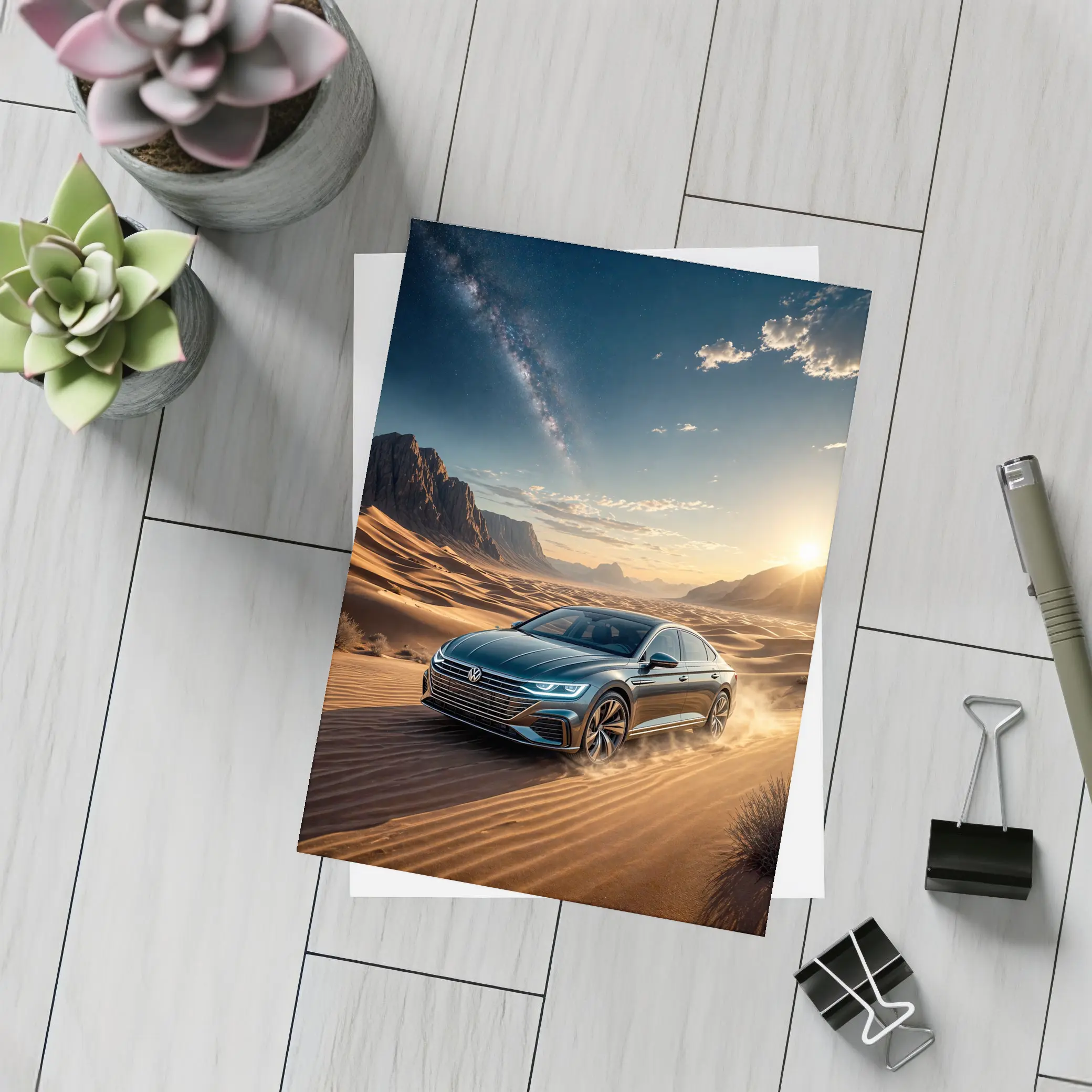 Volkswagen Arteon Driving Through Desert Landscape – Postcards
