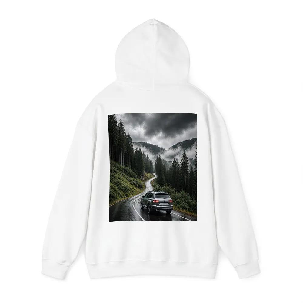 Volkswagen Atlas on Rainy Mountain Forest Road – Hoodies