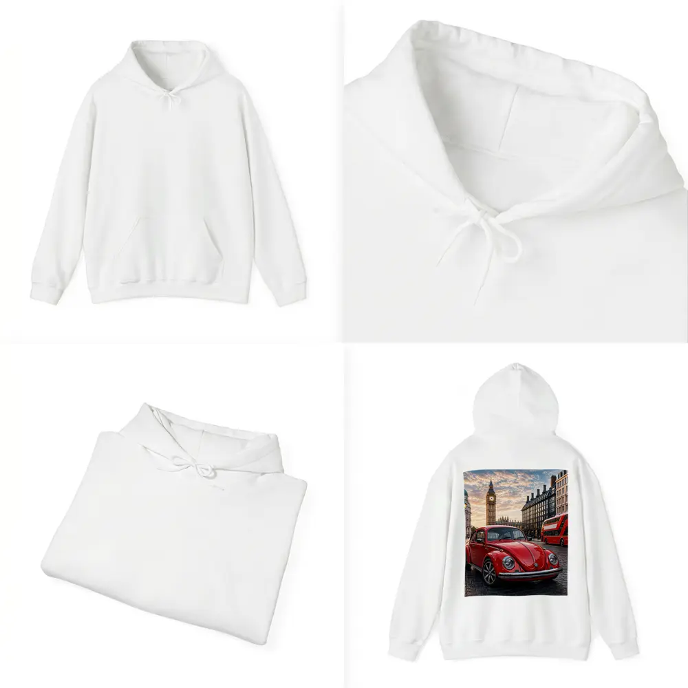 Volkswagen Beetle Red London Big Ben Street – Hoodies