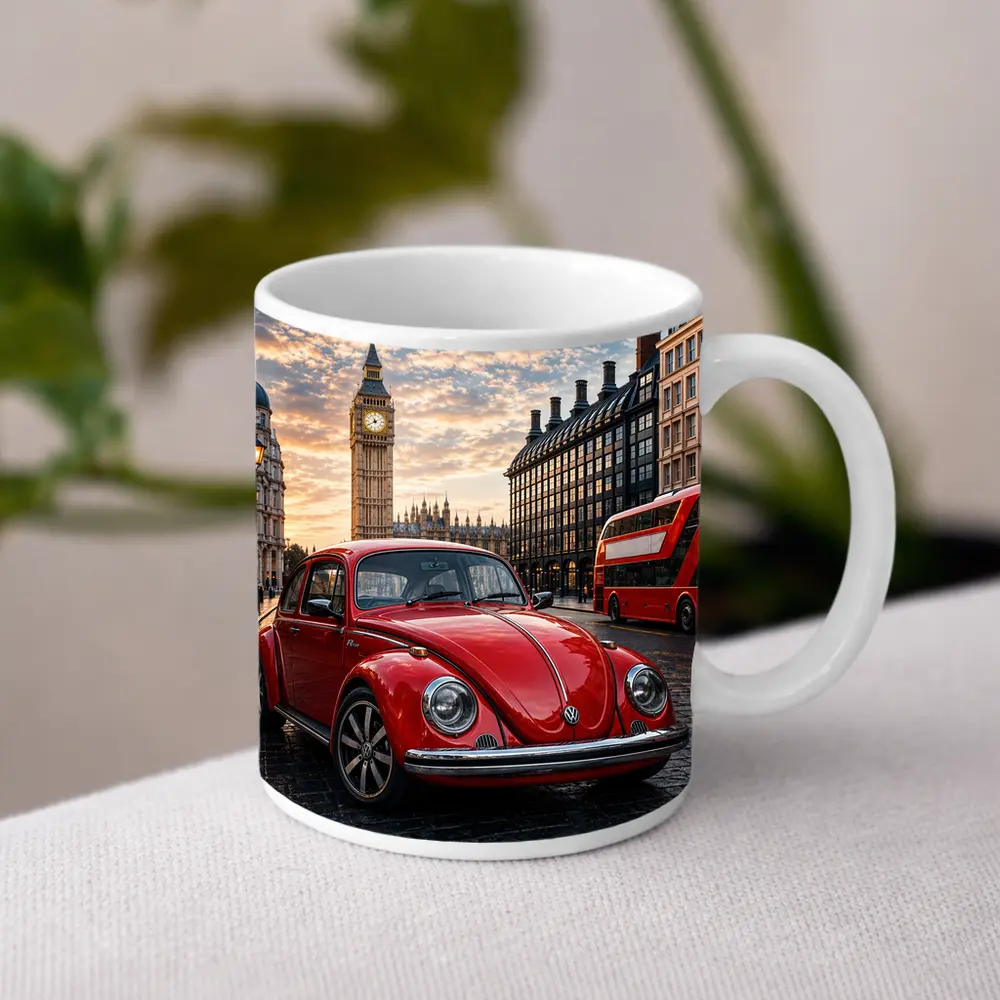 Volkswagen Beetle Red London Big Ben Street – Mugs