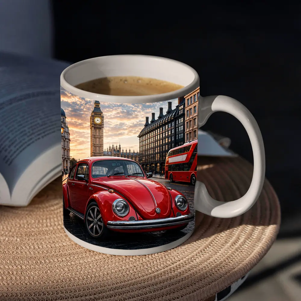Volkswagen Beetle Red London Big Ben Street – Mugs
