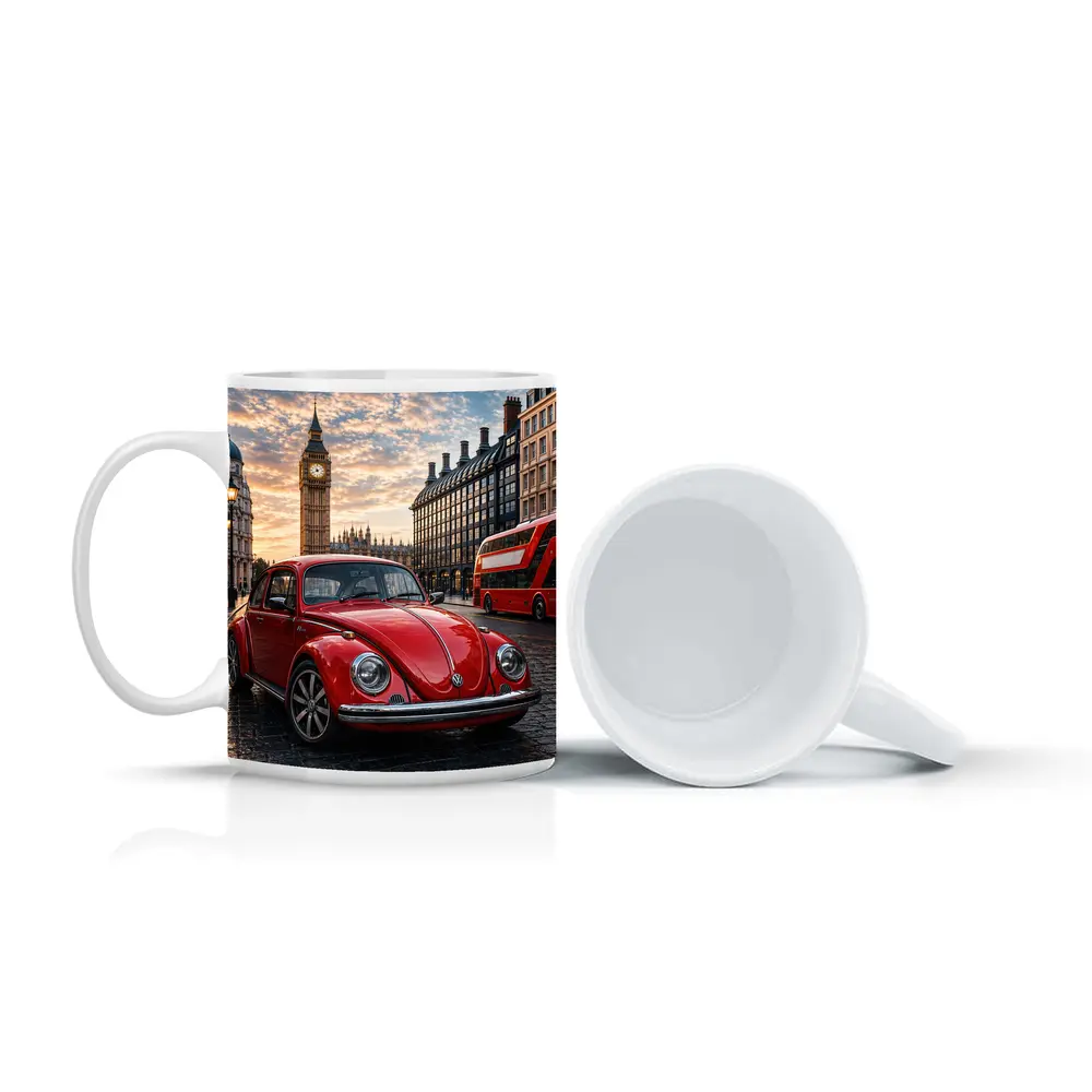 Volkswagen Beetle Red London Big Ben Street – Mugs