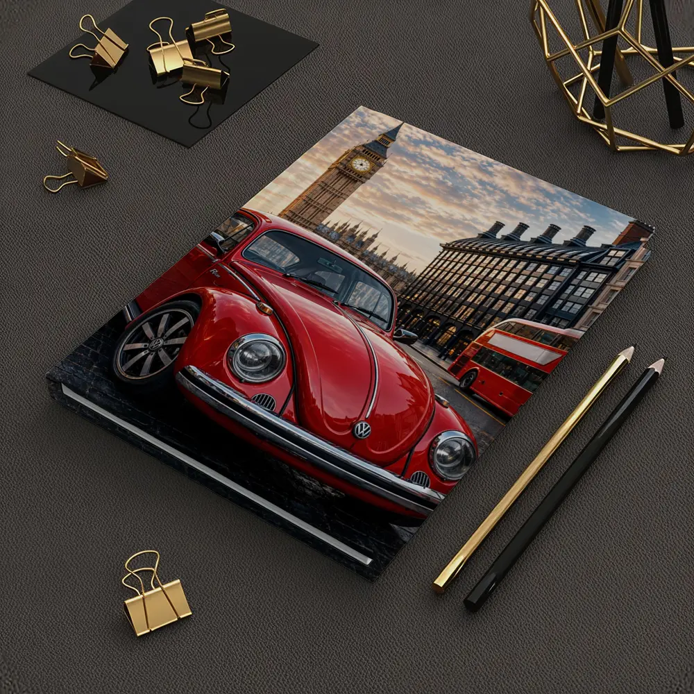 Volkswagen Beetle Red London Big Ben Street – Notebooks