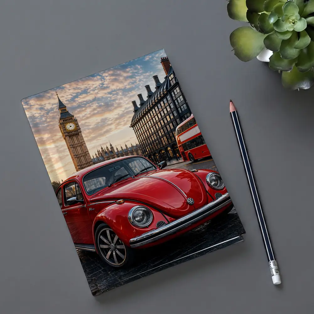 Volkswagen Beetle Red London Big Ben Street – Notebooks