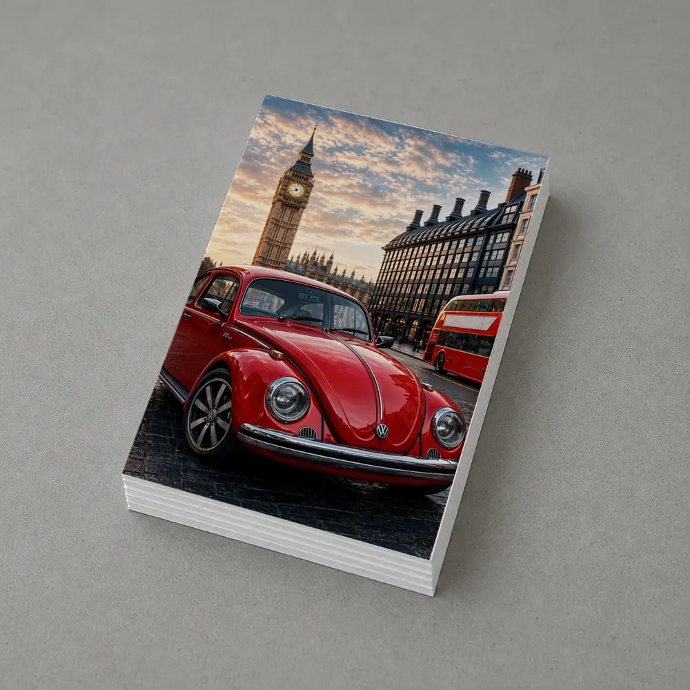 Volkswagen Beetle Red London Big Ben Street – Postcards