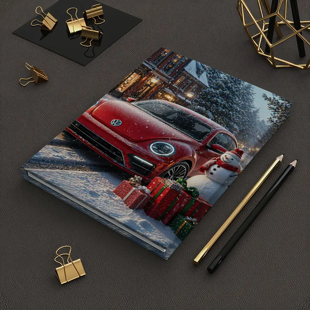 Volkswagen Beetle Red Christmas Snow Scene – Notebooks