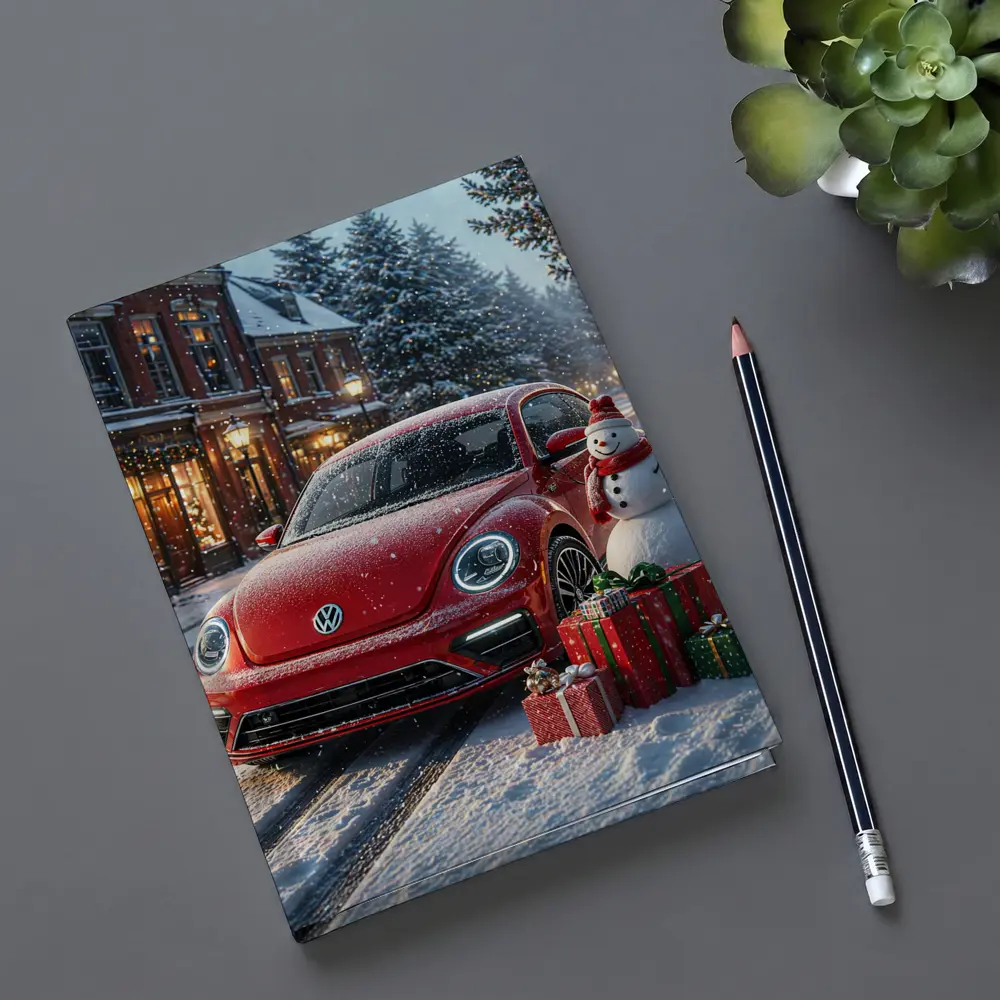 Volkswagen Beetle Red Christmas Snow Scene – Notebooks