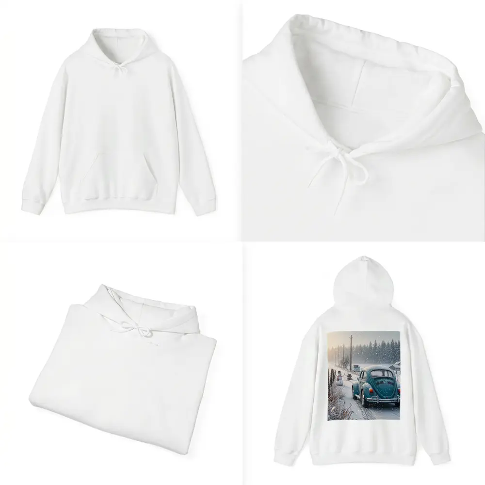 Volkswagen Beetle Winter Snow Country Road – Hoodies