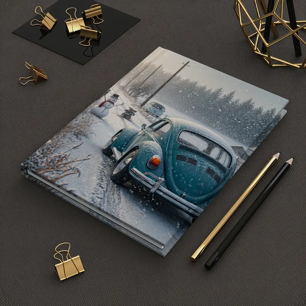 Volkswagen Beetle Winter Snow Country Road – Notebooks