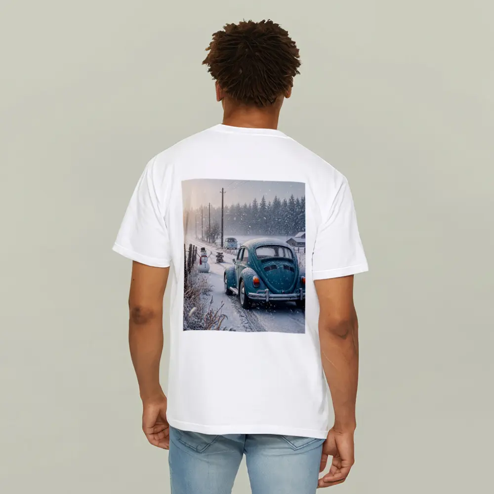 Volkswagen Beetle Winter Snow Country Road – T-Shirts